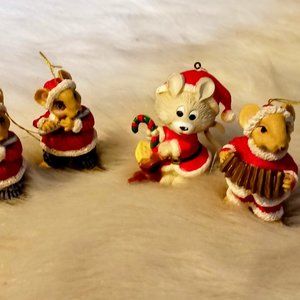 Christmas Mice Ornaments Set Four Musical